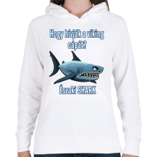 PRINTFASHION északi shark - Női kapucnis pulóver - Fehér női pulóver, kardigán