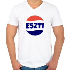 PRINTFASHION ESZTI  - Férfi V-nyakú póló - Fehér