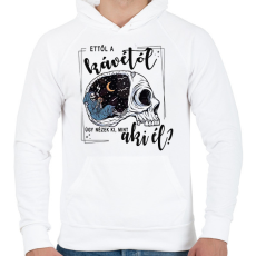PRINTFASHION Ettől a kávétól úgy nézek ki, mint aki él? - Férfi kapucnis pulóver - Fehér