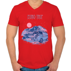 PRINTFASHION Európai utazás - Férfi V-nyakú póló - Piros