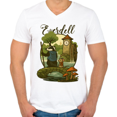 PRINTFASHION Everdell - Férfi V-nyakú póló - Fehér