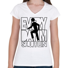 PRINTFASHION everyday-im-shufflin-black - Női V-nyakú póló - Fehér női póló
