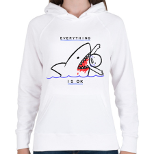 PRINTFASHION Everything is OK - Női kapucnis pulóver - Fehér női pulóver, kardigán