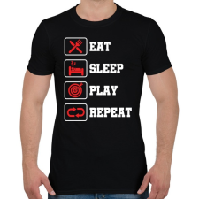 PRINTFASHION Evés, alvás, darts, ismétlés - Férfi póló - Fekete férfi póló