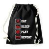 PRINTFASHION Evés, alvás, darts, ismétlés - Sportzsák, Tornazsák - Fekete