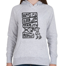 PRINTFASHION Evés, alvás, edzés - Női kapucnis pulóver - Sport szürke női pulóver, kardigán