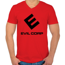 PRINTFASHION Evil Corp Black - Férfi V-nyakú póló - Piros férfi póló