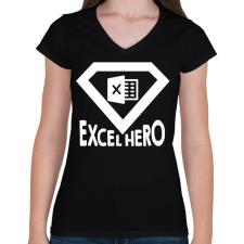 PRINTFASHION Excel hero - Női V-nyakú póló - Fekete női póló