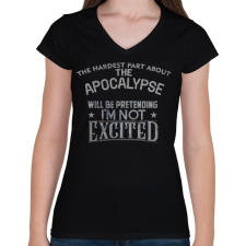 PRINTFASHION Exciting apocalypse - Női V-nyakú póló - Fekete női póló