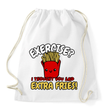 PRINTFASHION Exercise? I thought you said extra fries! - Sportzsák, Tornazsák - Fehér tornazsák