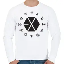 PRINTFASHION EXO logo - Férfi pulóver - Fehér férfi pulóver, kardigán