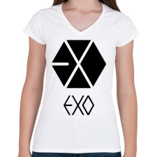 PRINTFASHION exo logo - Női V-nyakú póló - Fehér női póló