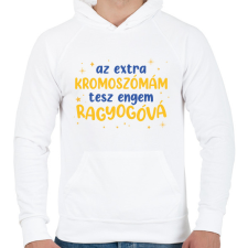 PRINTFASHION Extra kromoszóma - Férfi kapucnis pulóver - Fehér férfi pulóver, kardigán