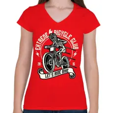 PRINTFASHION Extrém bringás - Női V-nyakú póló - Piros