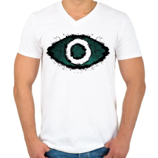 PRINTFASHION EYE - Férfi V-nyakú póló - Fehér férfi póló