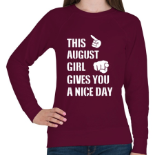 PRINTFASHION Ez a augusztusi csaj szép napot kíván neked - Női pulóver - Bordó női pulóver, kardigán