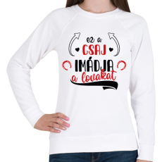 PRINTFASHION Ez a csaj imádja a lovakat - Női pulóver - Fehér