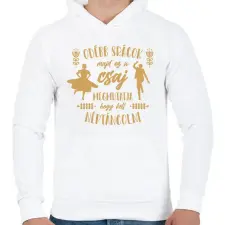 PRINTFASHION Ez a csaj megmutatja - Néptánc - Férfi kapucnis pulóver - Fehér férfi pulóver, kardigán