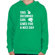 PRINTFASHION Ez a decemberi csaj szép napot kíván neked - Gyerek kapucnis pulóver - Zöld