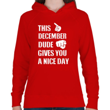 PRINTFASHION Ez a decemberi csávó szép napot kíván neked - Női kapucnis pulóver - Piros női pulóver, kardigán