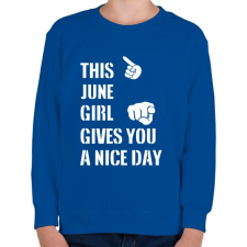 PRINTFASHION Ez a júniusi csaj szép napot kíván neked - Gyerek pulóver - Királykék gyerek pulóver, kardigán