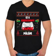 PRINTFASHION Ez a karácsonyi gamer pólóm - Férfi V-nyakú póló - Fekete férfi póló