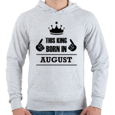 PRINTFASHION Ez a király augusztusban született - Férfi kapucnis pulóver - Sport szürke