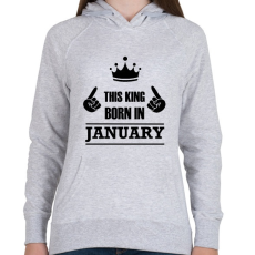 PRINTFASHION Ez a király januárban született - Női kapucnis pulóver - Sport szürke
