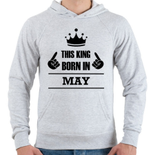 PRINTFASHION Ez a király májusban született - Férfi kapucnis pulóver - Sport szürke férfi pulóver, kardigán