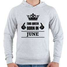 PRINTFASHION Ez a királynő júniusban született - Férfi kapucnis pulóver - Sport szürke