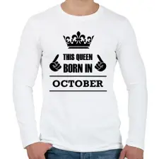 PRINTFASHION Ez a királynő októberben született - Férfi hosszú ujjú póló - Fehér férfi póló