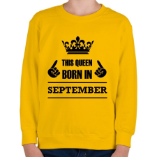 PRINTFASHION Ez a királynő szeptemberben született - Gyerek pulóver - Sárga gyerek pulóver, kardigán