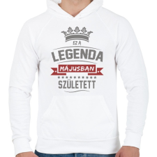 PRINTFASHION Ez a legenda májusban született - Férfi kapucnis pulóver - Fehér férfi pulóver, kardigán