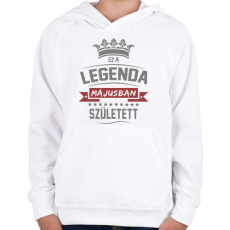 PRINTFASHION Ez a legenda májusban született - Gyerek kapucnis pulóver - Fehér