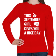 PRINTFASHION Ez a szeptemberi csaj szép napot kíván neked - Női pulóver - Piros