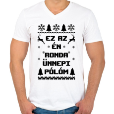 PRINTFASHION Ez az én ünnepi ronda pólóm - Férfi V-nyakú póló - Fehér