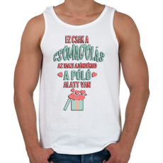 PRINTFASHION Ez csak a csomagolás az igazi ajándékod a póló alatt van - Férfi atléta - Fehér