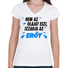 PRINTFASHION Ez nem eszi az olajat - Női V-nyakú póló - Fehér női póló