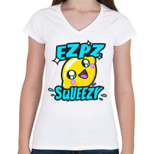 PRINTFASHION Ez Pz Lemon Squeezy - Női V-nyakú póló - Fehér női póló