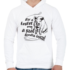 PRINTFASHION ezt az testet-malac1 - Férfi kapucnis pulóver - Fehér férfi pulóver, kardigán