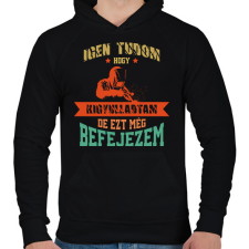 PRINTFASHION Ezt még befejezem - Férfi kapucnis pulóver - Fekete férfi pulóver, kardigán