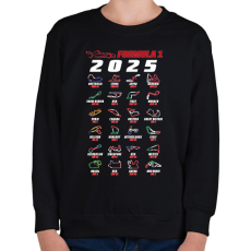 PRINTFASHION F1 2025 versenynaptár - Gyerek pulóver - Fekete