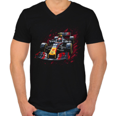 PRINTFASHION F1 autó - Férfi V-nyakú póló - Fekete
