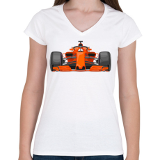 PRINTFASHION F1 autó - Női V-nyakú póló - Fehér