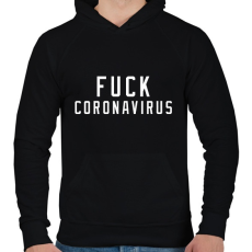 PRINTFASHION F*ck corona  - Férfi kapucnis pulóver - Fekete