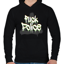 PRINTFASHION F*ck police - Férfi kapucnis pulóver - Fekete férfi pulóver, kardigán