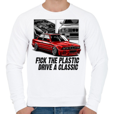 PRINTFASHION F!CK THE PLASTIK - Férfi pulóver - Fehér férfi pulóver, kardigán