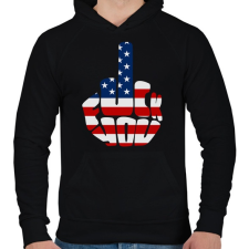 PRINTFASHION F*ck You! USA for life! - Férfi kapucnis pulóver - Fekete férfi pulóver, kardigán