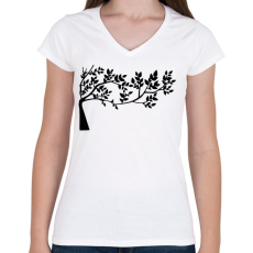 PRINTFASHION Fa - Női V-nyakú póló - Fehér