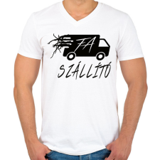 PRINTFASHION FA-SZÁLLÍTÓ BW - Férfi V-nyakú póló - Fehér férfi póló
